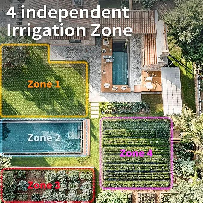 Diivoo WiFi Water Timer 4 Outlets with Brass Inlet, Smart Sprinkler/Hose/Tap Timer Compatible with Alexa & 24 Irrigation Plans & Rain Delay, Garden Watering Systems Controller with 2 Watering Modes by GreenHaven Gardens