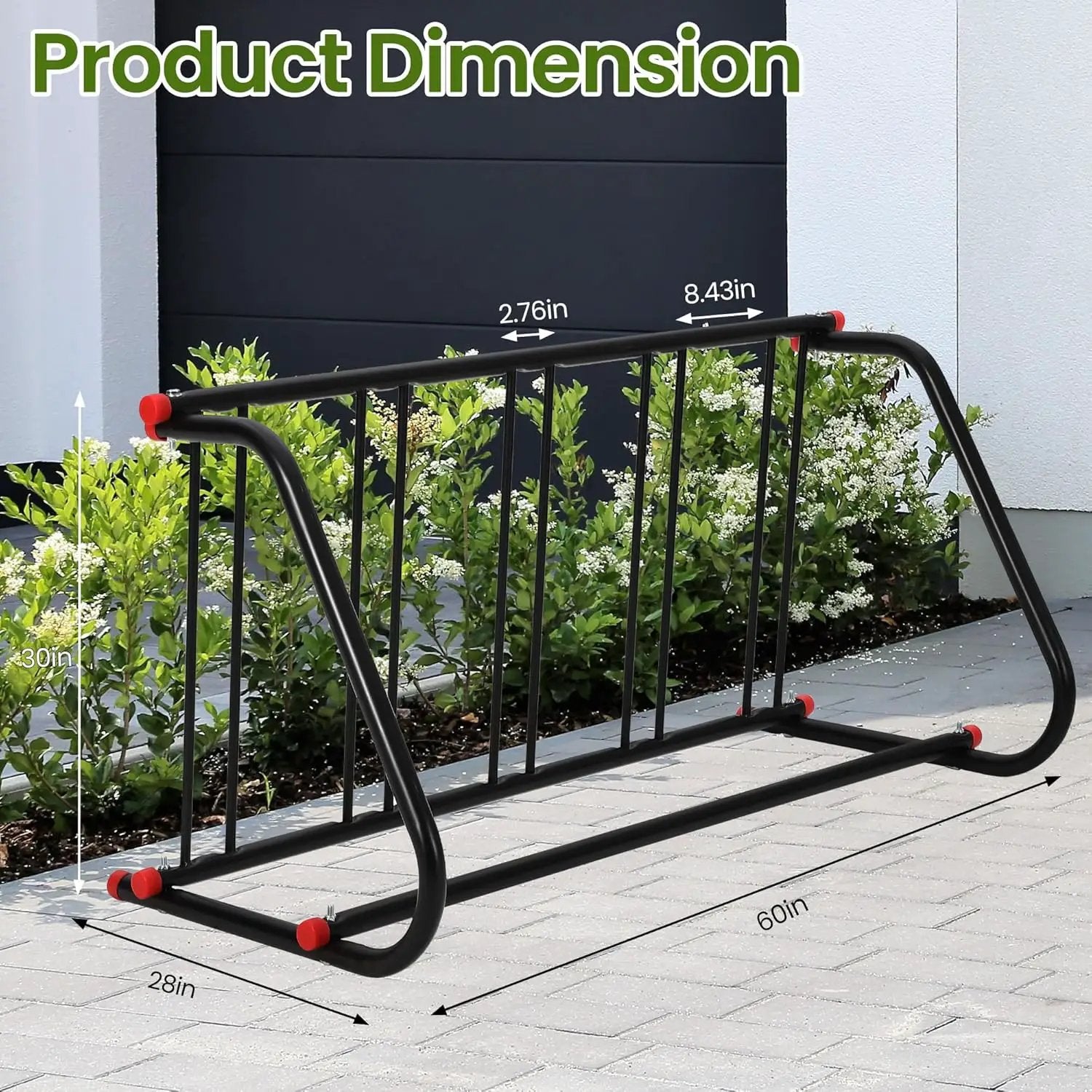 5 Holders Commercial Grid Bike Racks, 60" Length Outdoor Bike Rack, Powder Coated Steel Floor Bike Rack for Garages, Stores, Schools & Universities by GreenHaven Gardens
