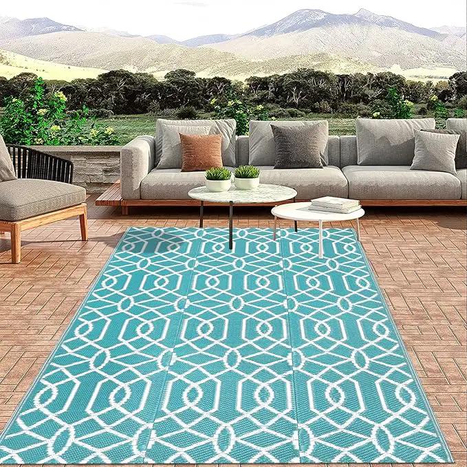 HEBE Outdoor Rug Waterproof 8x10, Reversible Plastic Straw Rug RV Camping Rug, Indoor Outdoor Patio Mat Clearance, Outside Carpet for Porch,Deck,Camper,Balcony,Backyard,Picnic by GreenHaven Gardens
