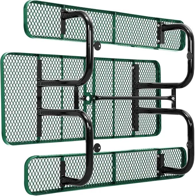 Global Industrial 6’L Rectangular Picnic Table, Expanded Metal, Green Thermoplastic Coating, Attached Benches, 1-1/2” Umbrella Pole Hole, Outdoor-Rated, 1000 lb Capacity, 72” x 30” Tabletop by GreenHaven Gardens
