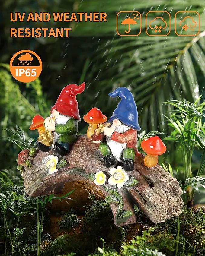 iStatue Enchanted Fairy Garden Gnomes Solar Light - 9'' Hand-Painted Resin Miniature Figurines Perfect for Yard Art Outdoor Patio Decor Lawn Ornaments and Statues Decorations (Gnomes) by GreenHaven Gardens