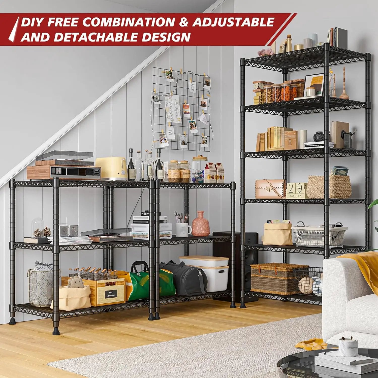 REIBII 72’’H Wire Shelving, 6 Tier Metal Shelving Units and Storage Shelves, Adjustable Garage Shelving for Storage Heavy Duty Shelving for Pantry Shelf Kitchen Garage, 24’’W X18’’D X72’’H by GreenHaven Gardens