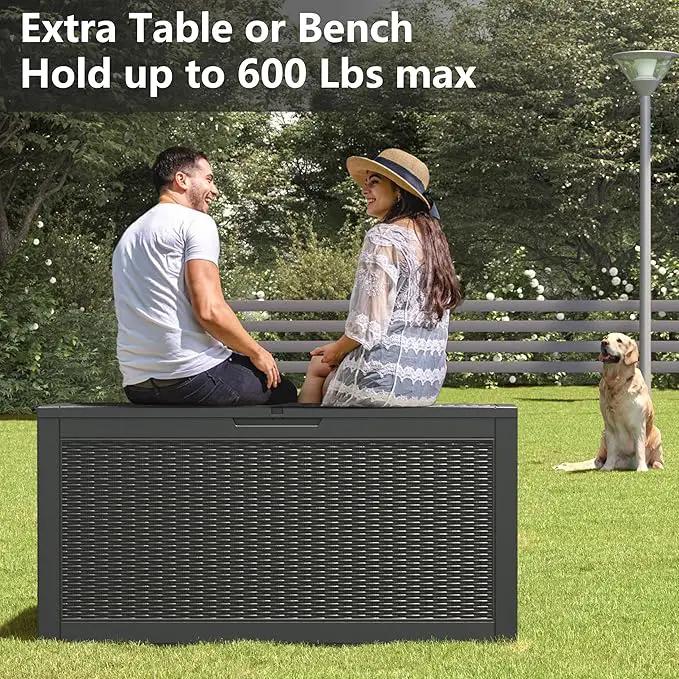 NUNU LAB 102 Gallon Large Waterproof Resin Deck Box, Lockable Outdoor Storage Box with Gas Lift, Patio Cushions, Garden Tools, Pool Supplies, Indoor Outdoor Storage Container, Black by GreenHaven Gardens