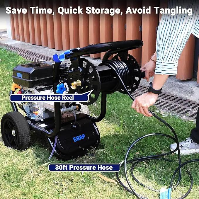 3600 PSI Gas Pressure Washer, 2.3 GPM Heavy-Duty Power Cleaner with 212CC Engine, 5 Quick-Connect Nozzles, 30FT Hose & Reel, Maintenance-Free Axial Cam Pump, for Commercial, Home Cleaning by GreenHaven Gardens