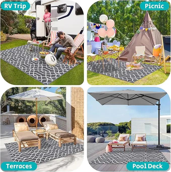HEBE Outdoor Rug Waterproof 5x8, Reversible Plastic Straw Rug RV Camping Rug, Indoor Outdoor Patio Mat Clearance, Outside Carpet for Porch,Deck,Camper,Balcony,Backyard,Picnic by GreenHaven Gardens