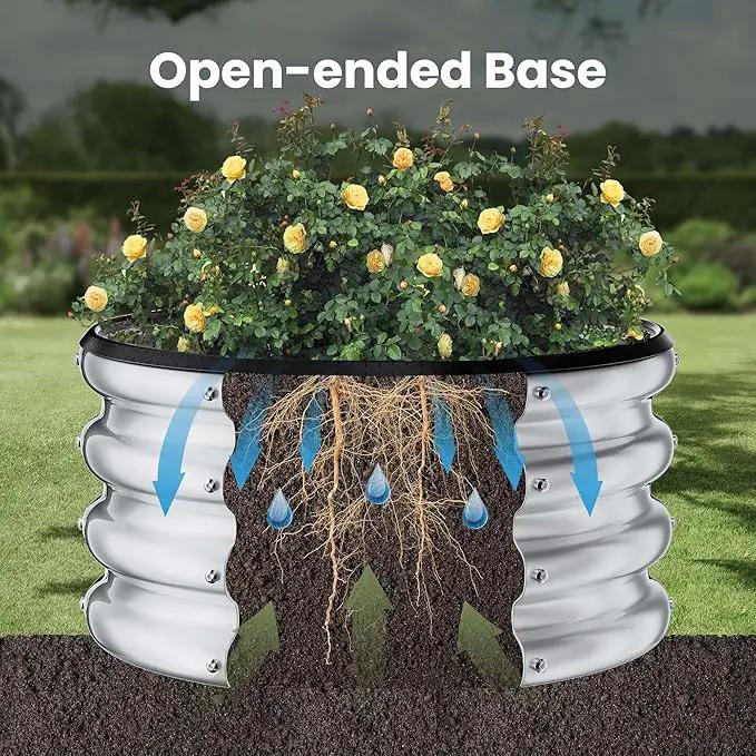 ZXZYHFTY Round Galvanized Raised Garden Bed kit,Silver Outdoor Garden Raised Planter Box, Round Large Metal Raised Garden Beds for Vegetable 2 * 2 * 1ft 1 Pack by GreenHaven Gardens