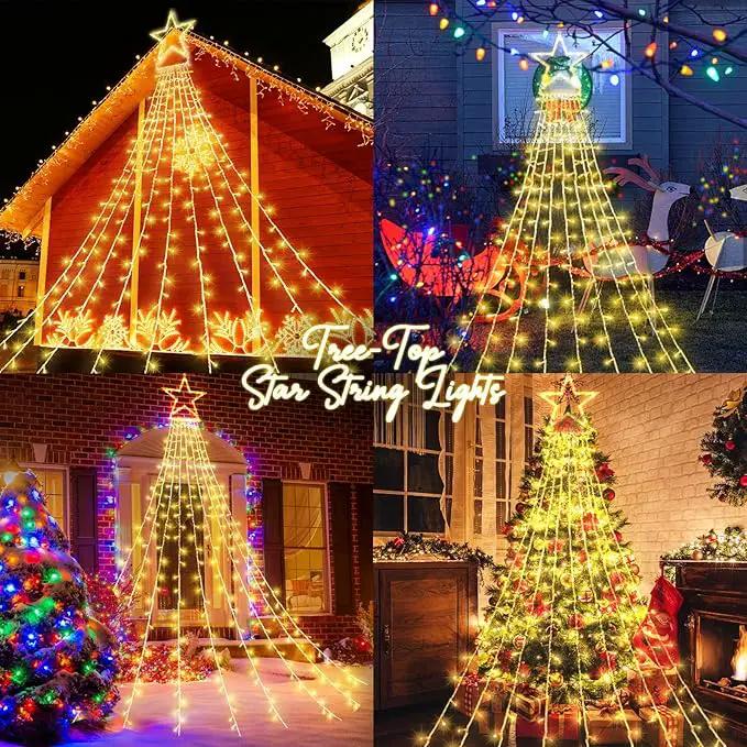 JXLEDAYY Christmas Lights Outdoor Decorations 344 LED Star Lights - Easy to Install Waterproof Fairy String, 8 Modes Xmas Tree for House Garden Party Wedding Holiday-Warm White by GreenHaven Gardens