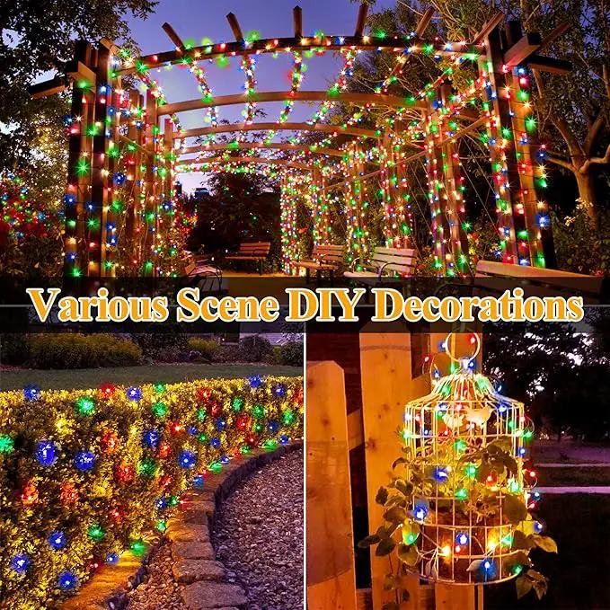 Ollny Solar String Lights Outdoor, 66FT 200LED Solar Fairy Lights with 8 Modes, IP67 Waterproof for Outside Yard Garden Patio Camping Party, Multicolor by GreenHaven Gardens