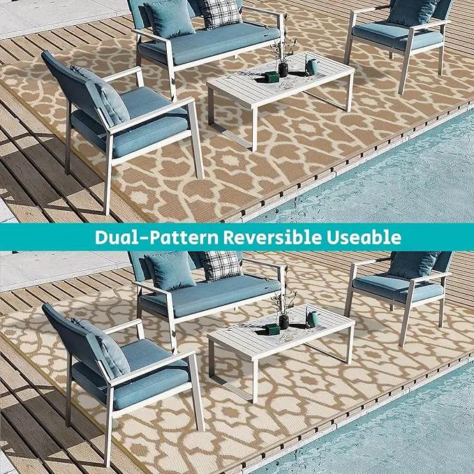 HEBE Outdoor Rug Waterproof 9x12, Plastic Straw Rug Camping Rug, Reversible Outdoor Patio Rugs RV Mat Clearance, Indoor Outside Floor Carpet for Porch,Deck,Camper,Balcony,Backyard by GreenHaven Gardens