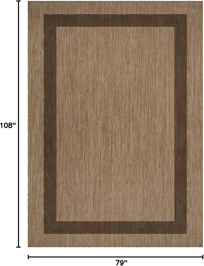 CAMILSON Outdoor Rug 6x9 - Modern Outside Rugs for Patios Porches Waterproof Durable Washable Non-Shedding, Easy-to-Clean Indoor Outdoor Area Carpet (6 x 9, Bordered - Jute) by GreenHaven Gardens