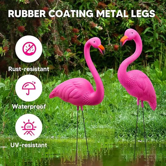 JOYIN 10 Pack Small Yard Flamingos Ornament Stakes, Mini Pink Flamingo Yard Decorations, Mini Lawn Plastic Flamingo Statue with Rubber Coating Metal Legs for Outdoor, Garden, Luau Party Gift (3-10IN) by GreenHaven Gardens