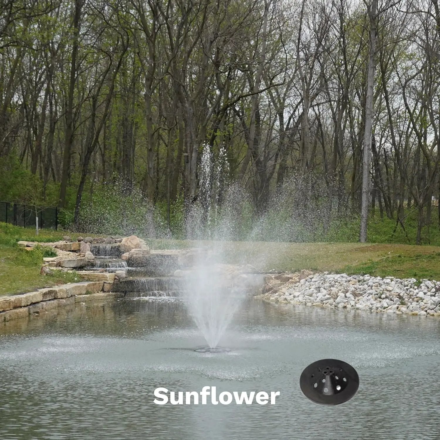 HALF OFF PONDS Floating Fountain – 1.75 HP Pond Aerator with 200' Cord – 14,800 GPH Water Pump – 11 Spray Patterns - Energy-Efficient – for Large Ponds, Lakes & Water Gardens by GreenHaven Gardens