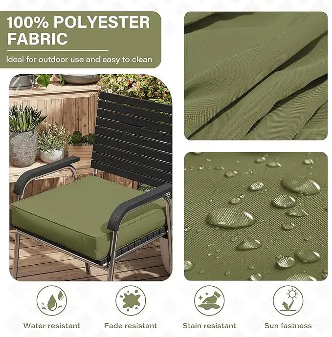 Patio Chair Cushions 19 X 19 X 4 Inch Waterproof Outdoor Seat Cushions for Patio Furniture, Outdoor Sofa Couch Pads with Ties & Handle, Set of 2, Light Green by GreenHaven Gardens