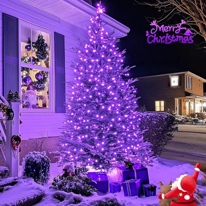 JMEXSUSS 2 Pack Purple Solar Lights Outdoor Waterproof: Each 100 LED 33ft Purple Solar Christmas Lights - 8 Modes Solar Christmas Lights for Outside Tree Holiday Garden Party by GreenHaven Gardens