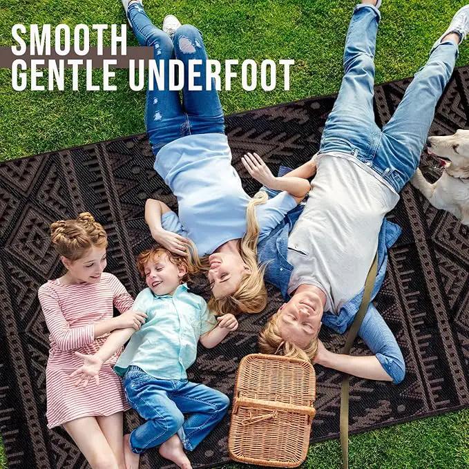 OLANLY Outdoor Rug Waterproof 4x6 ft, Reversible Outdoor Plastic Straw Rug, Boho Patio Rug, Indoor Outdoor Carpet, RV Mat Outside for Patio, Camp, Picnic, Balcony, Deck, Backyard, Black & Brown by GreenHaven Gardens