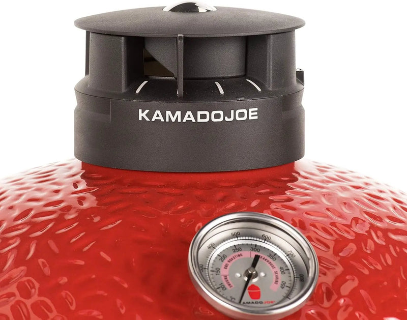 Kamado Joe® Classic Joe™ Series III 18-inch Charcoal Grill & Smoker, Red, with Cart, Side Shelves, Grill Gripper, and Ash Tool, 3 Tier Cooking System, Stainless Steel Cooking Grates, Model KJ23RHCI-A by GreenHaven Gardens