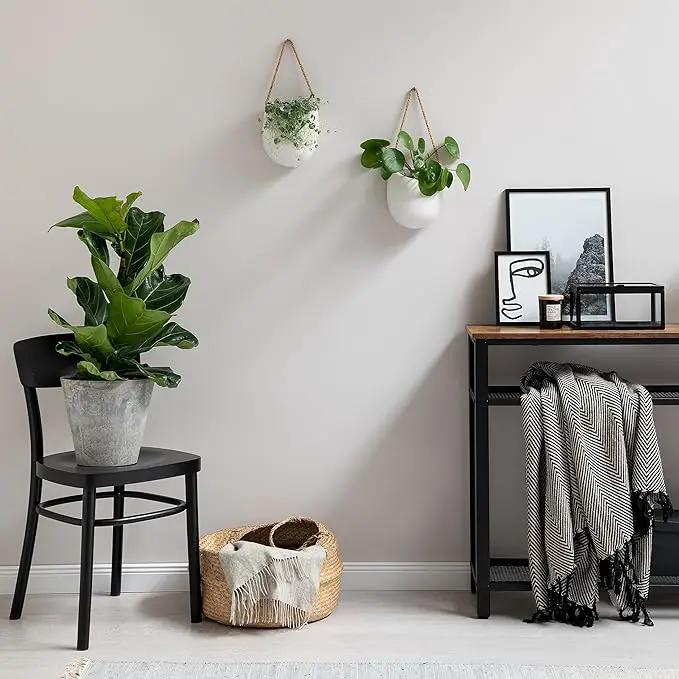 Wall Planters -Ellie- | Hanging Ceramic Plant Pots 2 Pieces | Wall Decoration for Indoors, Balcony and Garden | White (Matte) by GreenHaven Gardens