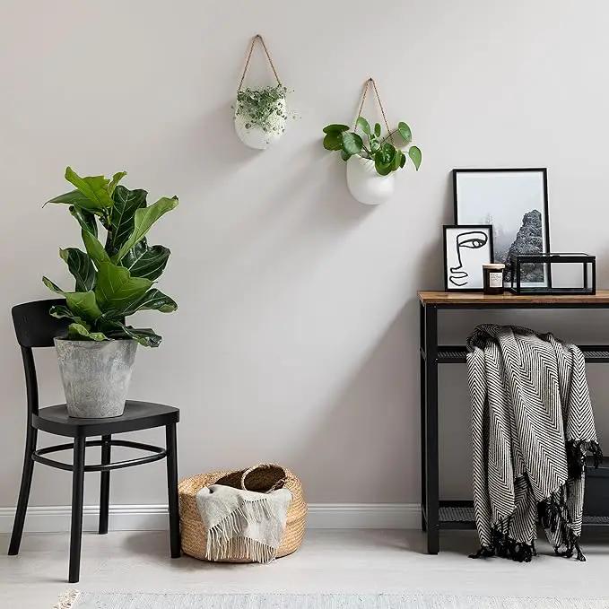 Wall Planters -Ellie- | Hanging Ceramic Plant Pots 2 Pieces | Wall Decoration for Indoors, Balcony and Garden | White (Matte) by GreenHaven Gardens