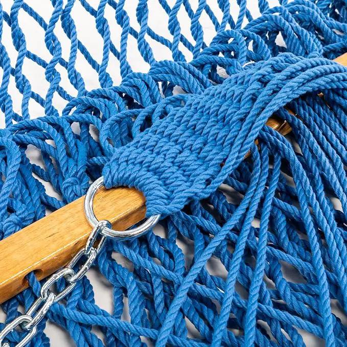 Original Pawleys Island 13DCCB Large Coastal Blue DURACORD Rope Hammock with Extension Chains & Tree Hooks, Handcrafted in The USA, Accommodates 2 People, 450 LB Weight Capacity, 13 ft. x 55 in. by GreenHaven Gardens