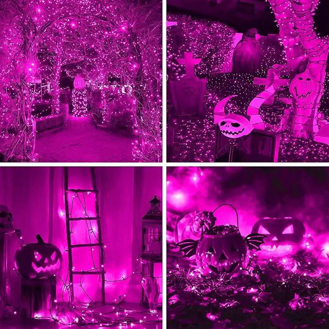 weillsnow Pink Halloween Lights Outdoor, 164 FT 500 LED String Lights Plug in, 8 Modes Waterproof Fairy Lights for Valentines Day, Halloween, Party, Wedding, Bedroom, Garden Decorations by GreenHaven Gardens