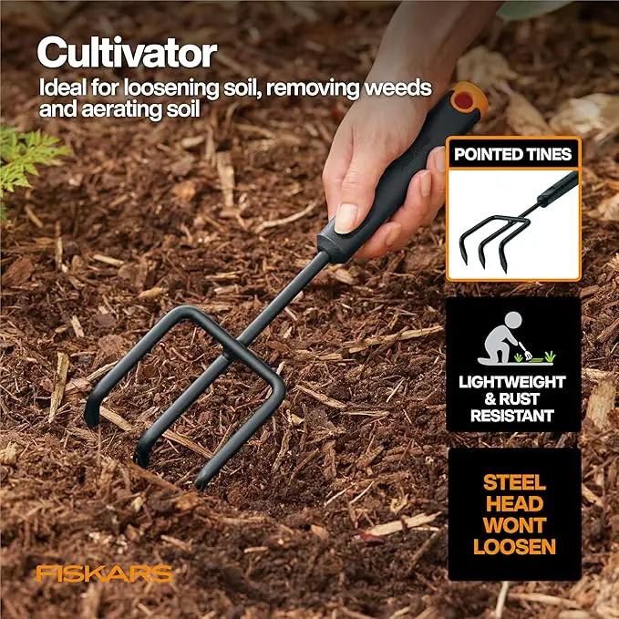 Fiskars Vegetable Garden Tool Set with Vegetable Shears, Seed Sower, Trowel, Cultivator, Weeder, and L/XL Garden Gloves for Indoor or Outdoor Gardening (6 Piece Kit), Gardening Gifts for Women by GreenHaven Gardens