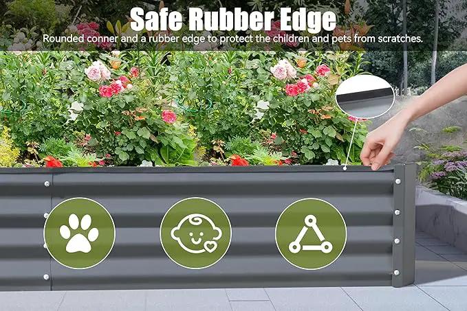 Domi Galvanized Raised Garden Bed, Outdoor Planter Garden Boxes Large Metal Planter Box for Gardening Vegetables Fruits Flowers, Dark Grey(8x4x1ft) by GreenHaven Gardens