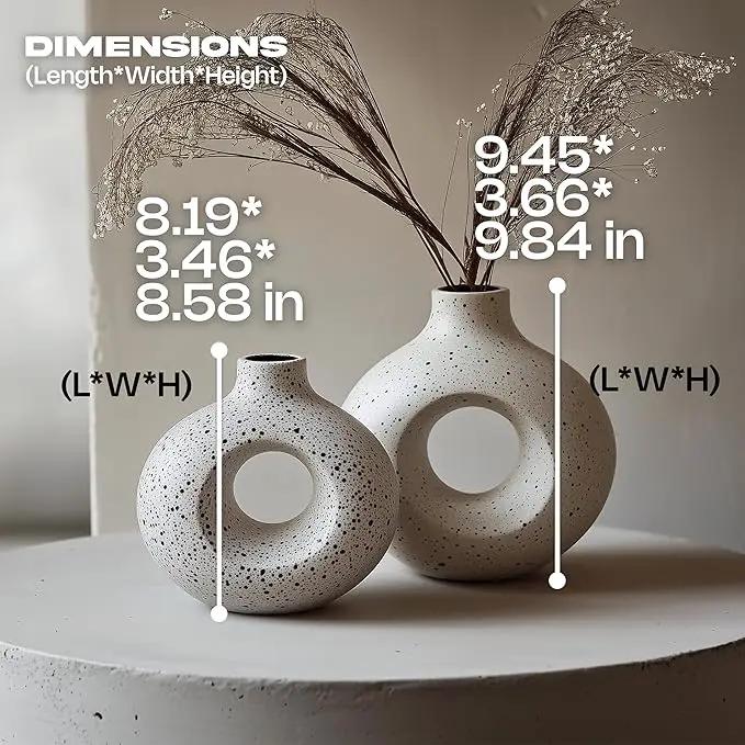 NOBULA Ceramic Bagel Vases C6 – Thoughtful for Mom – Elegant Set of 2 for Living Room, Bedroom or Table – Modern Home Decor She’ll Love – Perfect for Flowers & Plants by GreenHaven Gardens
