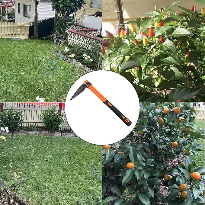 Single Head Sharp Hoe with Heavy Duty Forged Adze and Ergonomic Non-Slip Handle for Loosening Soil, Seeding, Camping Outdoor 39mm/15-Inch by GreenHaven Gardens