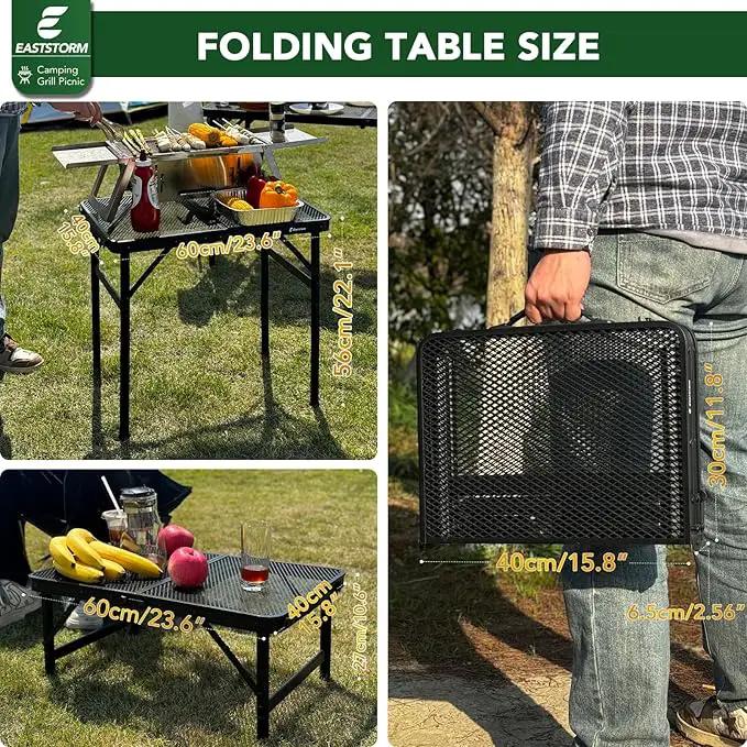 Small Folding Table, Easy for Storage, Compact and Portable Picnic Table for Grill, Outdoor Camping, Garden, Patio, Dining, BBQ, Party, Market, 2Ft (Small, Black), 23.6" L x 15.8" W by GreenHaven Gardens