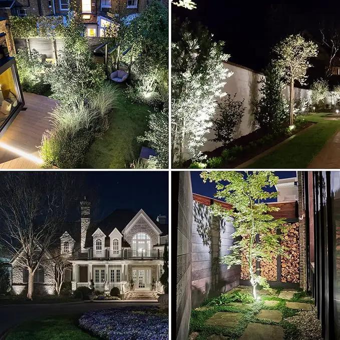 T-SUNUS Solar Spot Lights Outdoor White 4 Pack 6000K, IP65 Waterproof Landscape Spotlights with Separate Solar Panel & 9.8ft Cable Auto On/Off for Flag Pond Trees Driveway Garden Pathway Pool Area by GreenHaven Gardens