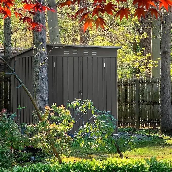 Domi Outdoor 5’ x 3’ Storage Shed, Metal Sheds Tool Storage Slope Roof with Lockable Door & Air Vents, Outdoor Galvanized Steel Sheds for Backyard,Garden,Patio,Lawn by GreenHaven Gardens
