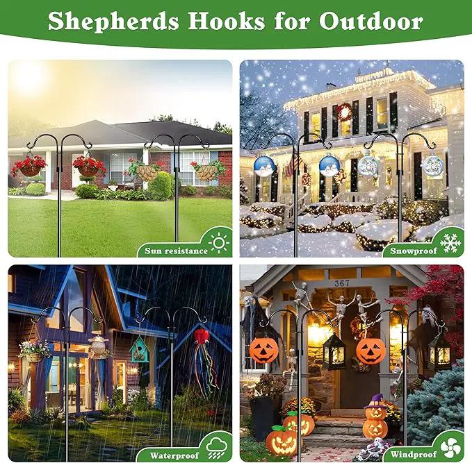 Double Shepherds Hooks for Outdoor (2Pack,76 inch) Heavy Duty Adjustable Bird Feeder Pole Garden Decor Shepherds Hook for Hanging Bird Feeder, Plant Baskets, Hummingbird Feeder for Outside by GreenHaven Gardens
