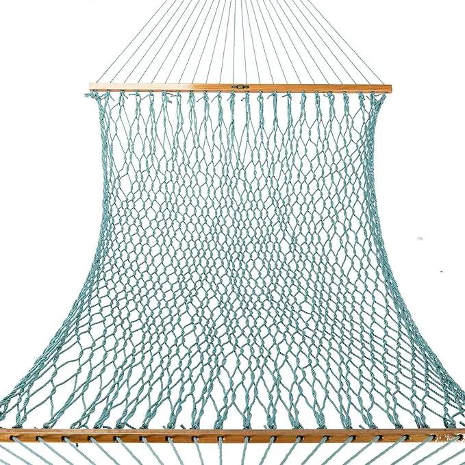 Original Pawleys Island Large Teal DURACORD Rope Hammock with Free Extension Chains & Tree Hooks, Handcrafted in The USA, Accommodates 2 People, 450 LB Weight Capacity, 13 ft. x 55 in. by GreenHaven Gardens