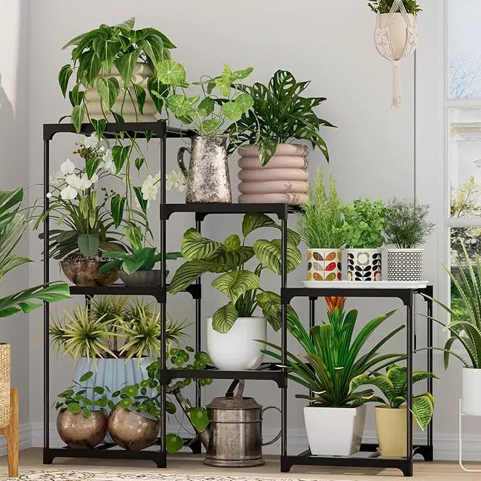 Metal Plant Stand Indoor Outdoor Plant Shelf Stand, 3 Tiers 7 Pots Potted Flower Plant Stands for Indoor Plants Multiple, Plant Shelves Stands Rack for Patio, Balcony, Living Room by GreenHaven Gardens