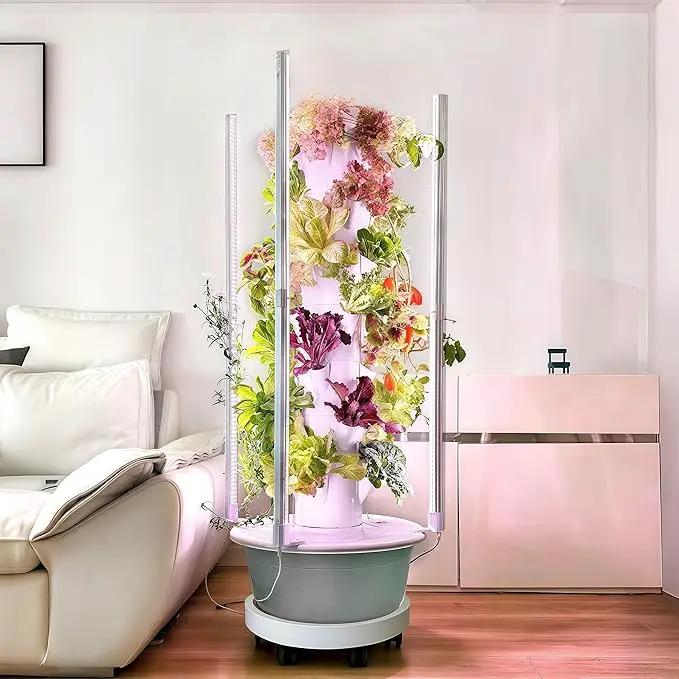 Vertical Hydroponic Growing System Kit – LED Grow Lights, Hydroponic Vegetable Tower,Inddor Lettuce Growing Garden,28 Plant Sites, for Indoor & Outdoor Gardening,Full Spectrum by GreenHaven Gardens