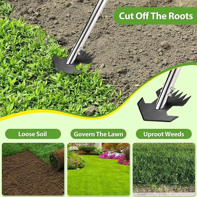 Hoe Garden Tool, Scuffle Garden Hoe for Weeding with 30-60 Inch Steel Long Handle, Dual Use Sharp Gardening Hula Hoe, Adjustable Rocket Shaped Weed Remover Action Hoe by GreenHaven Gardens