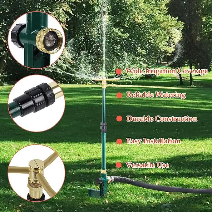 ATDAWN 3-Arm Garden Sprinkler, High-Rise Lawn Sprinkler, 360 Degree Rotation Garden Water Sprinklers, Lawn Irrigation System, Gardening Watering System, Large Area Coverage by GreenHaven Gardens