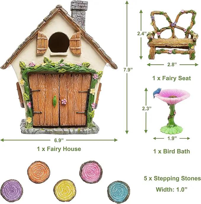 Meadow & Oak Fairy House Kit, Outdoor Fairy Garden Kit for Kids & Adults, Fairy Garden House with Doors That Open & Fairy Garden Accessories, Magical Fairy Garden Set Includes Adorable Accessories by GreenHaven Gardens