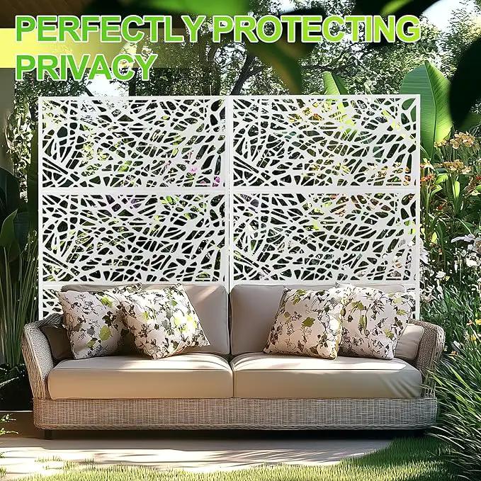 Outdoor Privacy Screen,72" H×47" W Metal Privacy Screen, Freestanding Privacy Fence Panels for Patio by GreenHaven Gardens