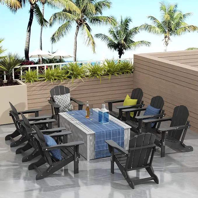 Westin Outdoors Laguna WO Outdoor Adirondack Folding Patio Chairs 8 PCS Set Retro Beach Aesthetic for Backyard, Lawn, Patio, Deck, Garden, Weather Resistant Polyethylene Plastic Lounger (Gray) by GreenHaven Gardens
