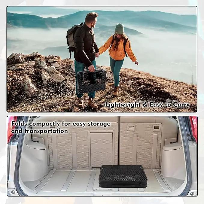 Camping Table with Mesh Desktop, Lightweight & Portable Small Folding Grill Table, Height Adjustable Metal Outdoor Table for Camp, Cooking, BBQ, RV, Picnic-2 FT Black by GreenHaven Gardens