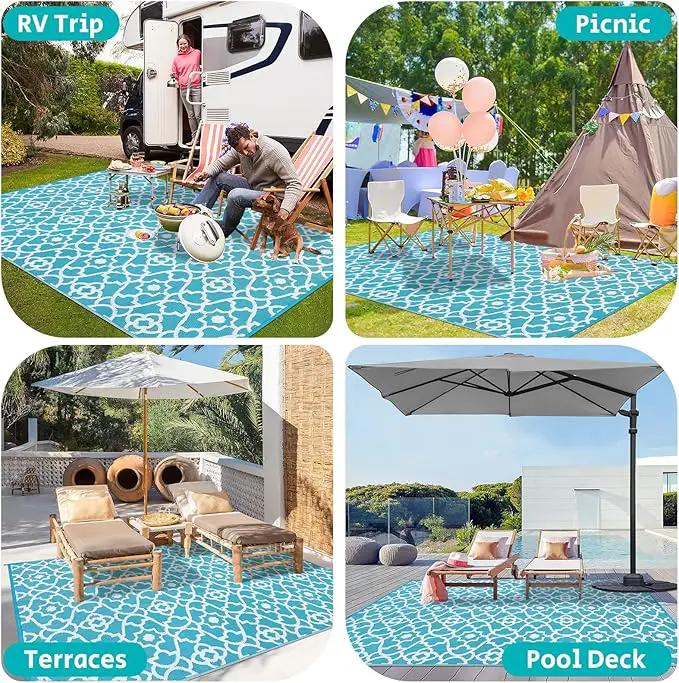 HEBE Outdoor Rug Waterproof 6x9, Plastic Straw Rug Camping Rug, Reversible Outdoor Patio Rugs RV Mat Clearance, Indoor Outside Floor Carpet for Porch,Deck,Camper,Balcony,Backyard by GreenHaven Gardens