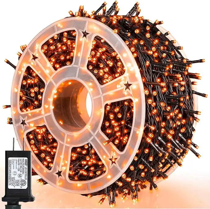 weillsnow 164FT 500 LED Orange Halloween Lights, 8 Modes Waterproof Plug in String Lights for Halloween Indoor Outdoor Yard Party Wedding Garden Home Decorations (Orange) by GreenHaven Gardens