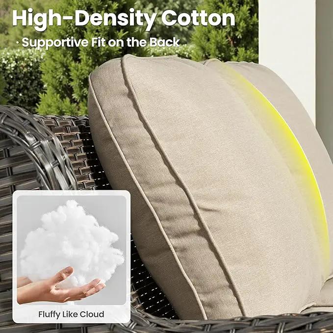 ovios 6 Pieces Patio Furniture Set with 30" Fire Pit Table, Outdoor Wicker Sofa with Ottomans, Comfy Cushions, High Back Couch Conversation Set, Brown Rattan, Beige by GreenHaven Gardens