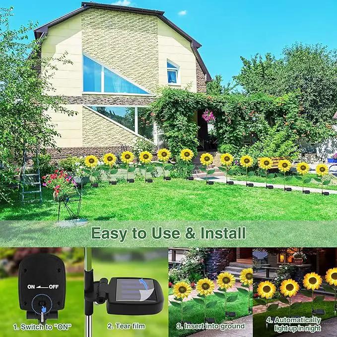 TYNLED Sunflower Solar Garden Lights, 2 Pack Outdoor Solar Powered Garden Stake Lights Waterproof Decoration Flower Landscape Lights for Garden Patio Pathway Backyard by GreenHaven Gardens