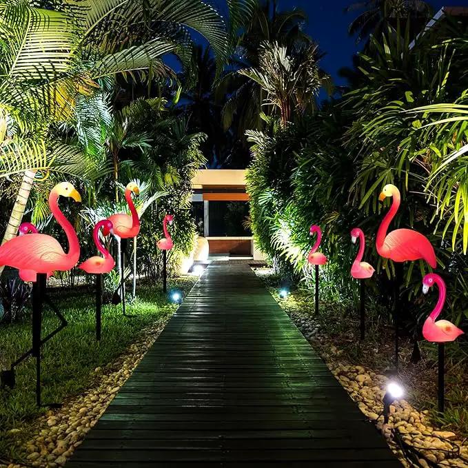 9 Pcs Flamingo Solar Lights LED Flamingo Stake Lights Waterproof Flamingo Lights for Outdoor Pink Yard Lawn Garden Ornaments Patio Pond Ground Backyard Decor Pathway Outside Decorations by GreenHaven Gardens