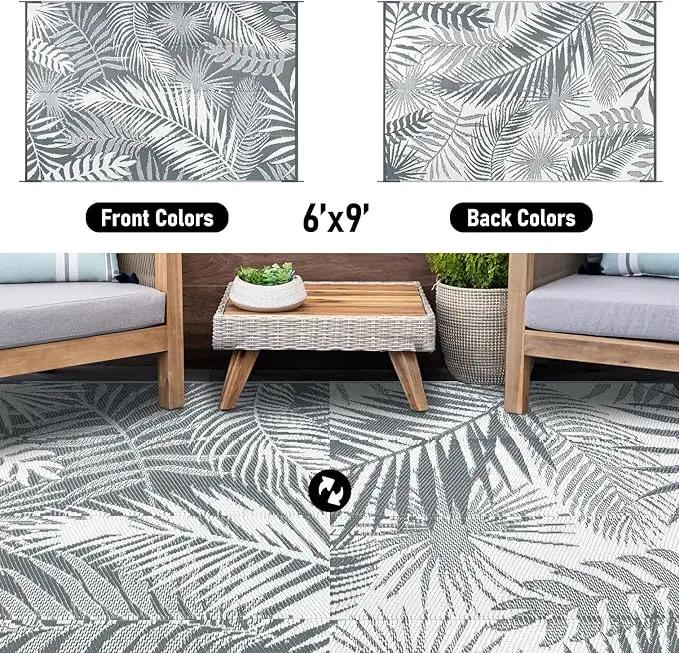 HiiARug Outdoor Plastic Straw Rug - 6x9Ft Waterproof Reversible Patio Mat for Deck, Beach, RV, Camper, Backyard by GreenHaven Gardens