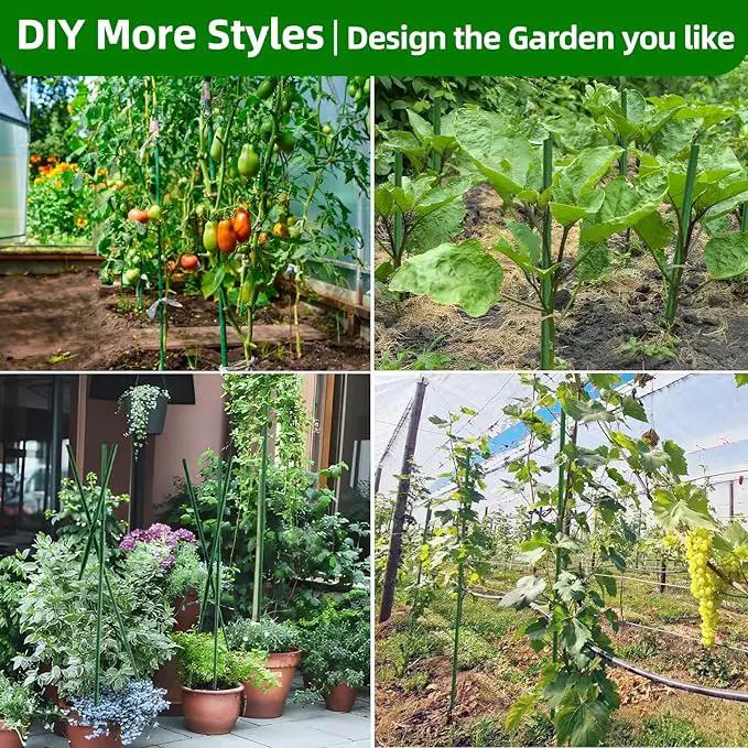 Garden Stakes 16 Inch 70 Pack, Diy 4ft 5ft 6ft 7ft 8ft Tomato Stakes Plastic Coated Metal Plant Sticks Stakes Supports with 40 Connectors 30 Rotatable Clips for Indoor Outdoor Plants Vegetable by GreenHaven Gardens
