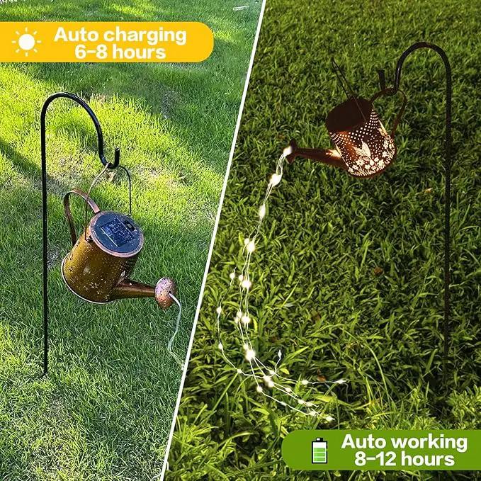 Solar Watering Can Outdoor Lights Garden Decor,Hummingbird Hanging Lantern Waterproof Landscape Lights Outside Decoration for Yard Porch Patio Pathway Gardening Gifts(with 32 inch Shepherd Hook) by GreenHaven Gardens