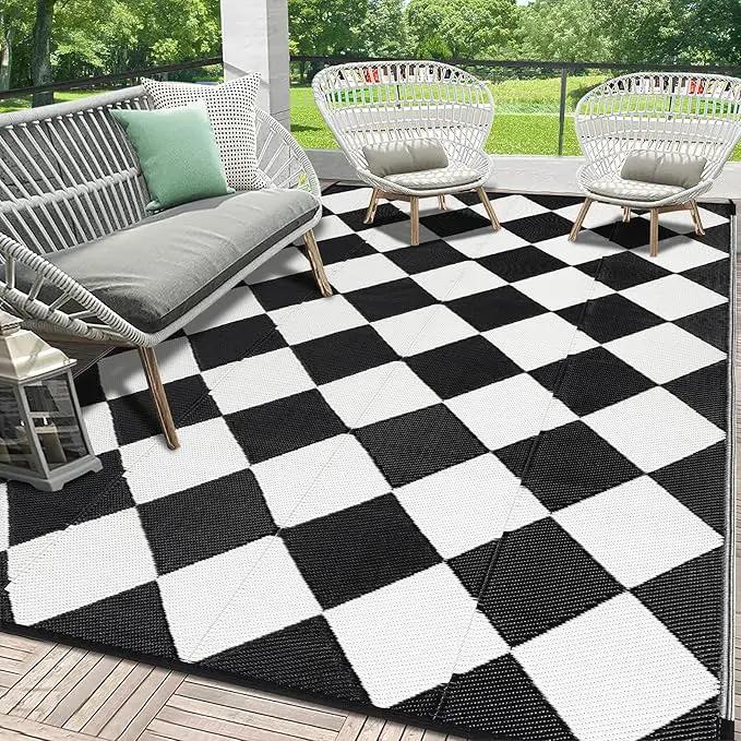 HEBE Outdoor Rug Waterproof 6x9, Reversible Plastic Straw Rug RV Camping Rug, Indoor Outdoor Patio Mat Clearance, Outside Carpet for Porch,Deck,Camper,Balcony,Backyard,Picnic by GreenHaven Gardens